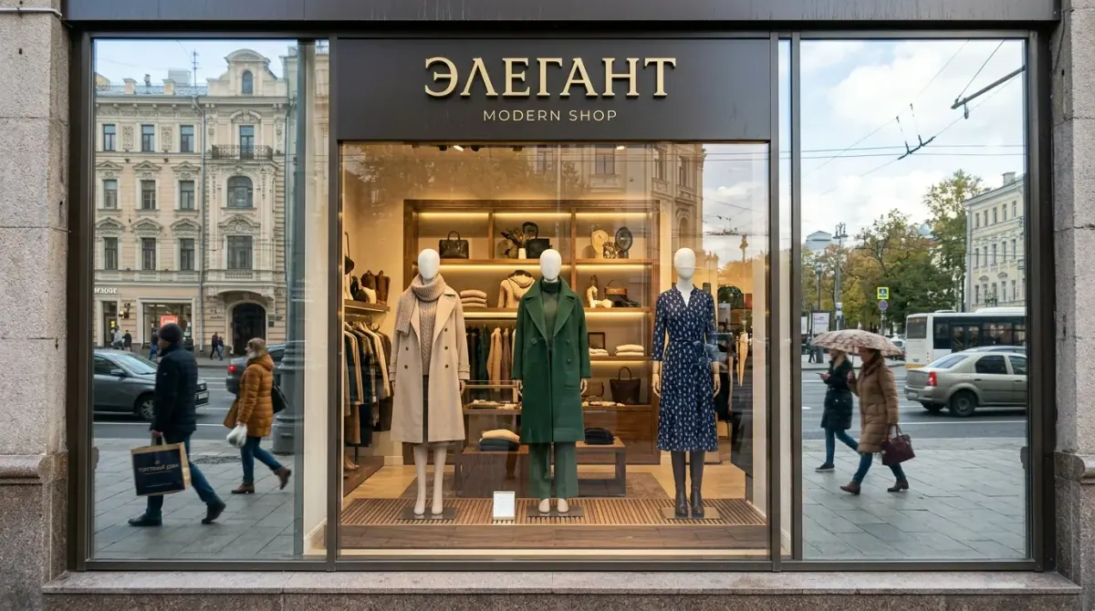Витрина для рыболовного магазина — вертикальная стойка под удилища и прилавок с катушками